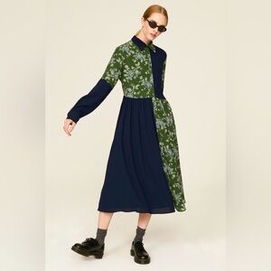 RTR PAMELA LOVE Paisley Patchwork Dress Green Floral S